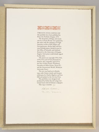 PORTRAITS - FRIENDS - ARTISTS: DRYPOINTS, ETCHINGS, WOODCUTS OF OREGON ARTISTS BY LAVERNE KRAUSE, POEMS BY KENNETH O. HANSON.
