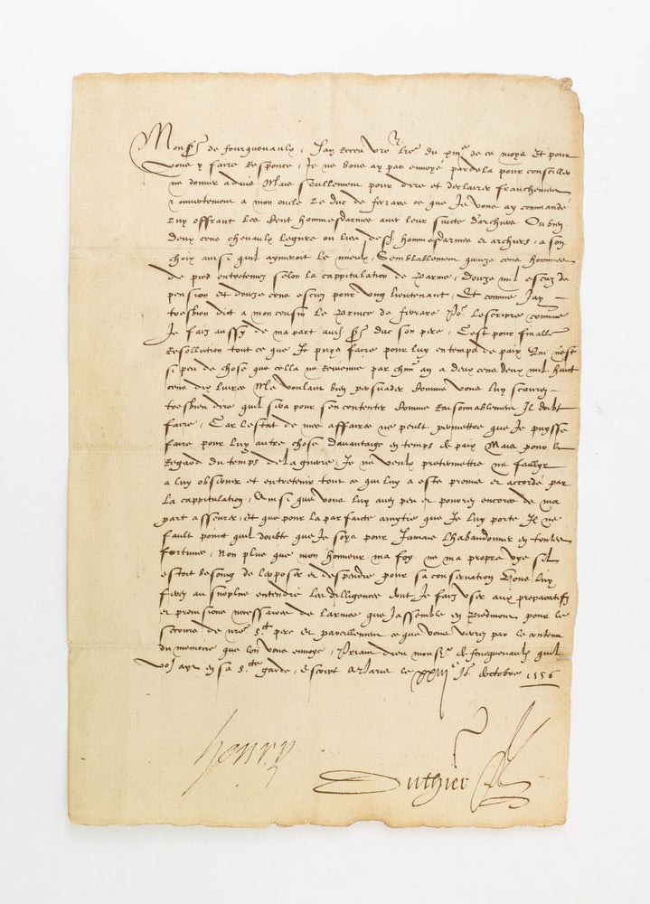 (CRS2201) SIGNED LETTER ADDRESSED TO RAYMOND DE FOURQUEVAUX, WRITTEN DURING THE ITALIAN...