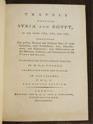 TRAVELS THROUGH SYRIA AND EGYPT, IN THE YEARS 1783, 1784, AND 1785.
