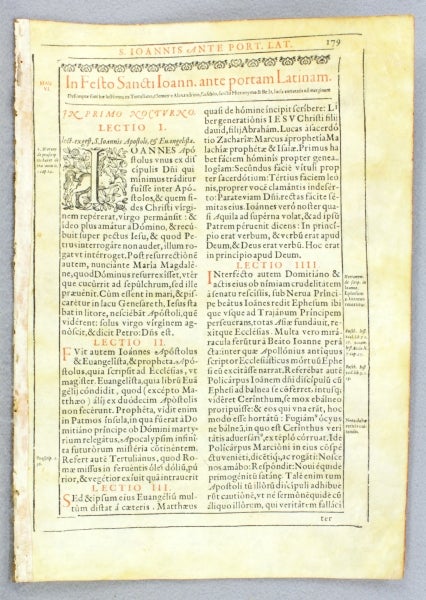 (ST11035ab) TEXT FROM THE FEAST OF SAINT JOHN BEFORE THE LATIN GATE. FROM A. MISSAL OR...