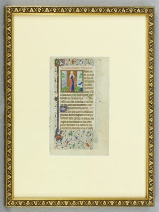 TEXT FROM THE SUFFRAGES. AN ILLUMINATED VELLUM MANUSCRIPT LEAF WITH TWO CHARMING.