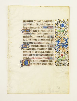 FROM AN ATTRACTIVE BOOK OF HOURS IN LATIN. OFFERED INDIVIDUALLY VERY PRETTY ILLUMINATED VELLUM MANUSCRIPT LEAVES.
