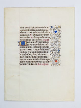 FROM A VERY FINE, VERY LARGE BOOK OF HOURS. OFFERED INDIVIDUALLY ILLUMINATED VELLUM MANUSCRIPT LEAVES.