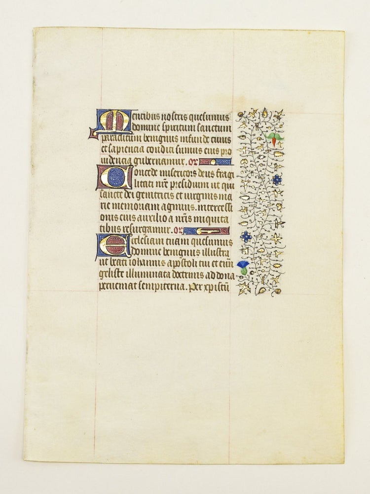 (ST12158bA) FROM A VERY FINE, VERY LARGE BOOK OF HOURS. OFFERED INDIVIDUALLY ILLUMINATED VELLUM MANUSCRIPT LEAVES.
