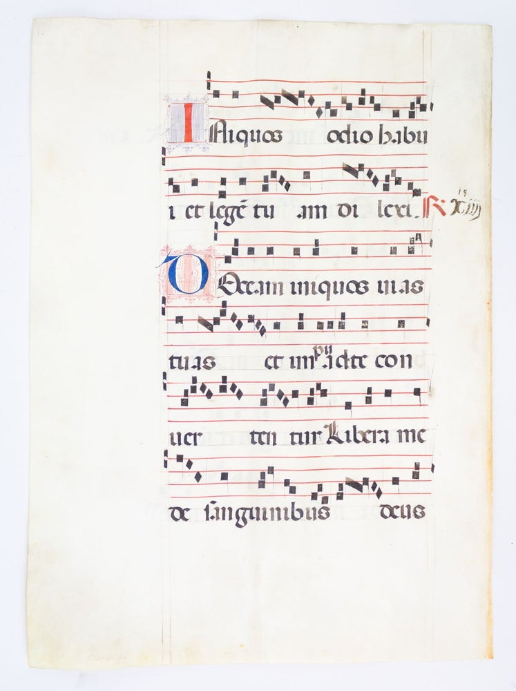 (ST12460C) FROM AN EXTREMELY LARGE ANTIPHONER IN LATIN. OFFERED INDIVIDUALLY VELLUM...