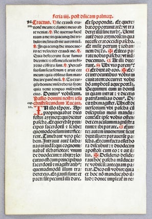 (INCUNABULAR LEAVES). MULTIPLE LEAVES, OFFERED INDIVIDUALLY, FROM A MISSAL IN LATIN.