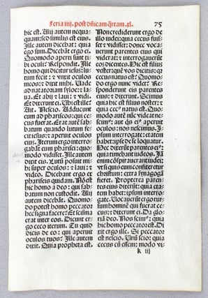 (INCUNABULAR LEAVES). MULTIPLE LEAVES, OFFERED INDIVIDUALLY, FROM A MISSAL IN LATIN.