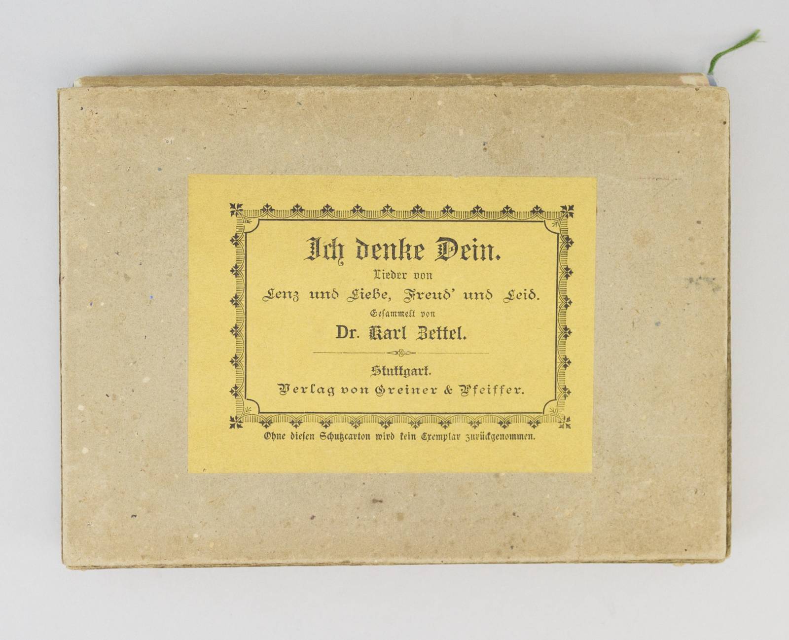ICH DENKE DEIN. I THINK OF YOU | KARL ZETTEL