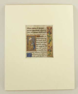TEXT FROM THE SUFFRAGES. AN ILLUMINATED VELLUM MANUSCRIPT LEAF WITH SMALL MINIATURE.