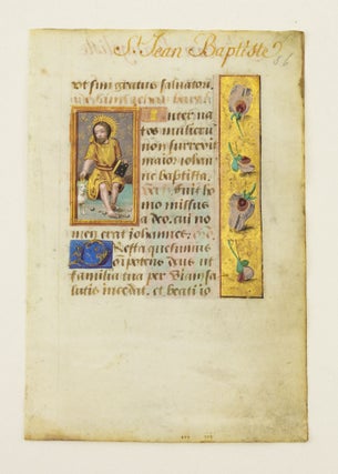 TEXT FROM THE SUFFRAGES. AN ILLUMINATED VELLUM MANUSCRIPT LEAF WITH SMALL MINIATURES.