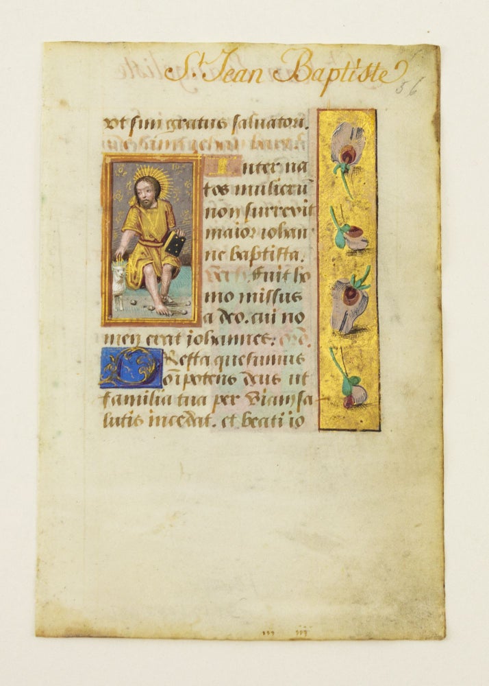 (ST12668bH) TEXT FROM THE SUFFRAGES. AN ILLUMINATED VELLUM MANUSCRIPT LEAF WITH SMALL...