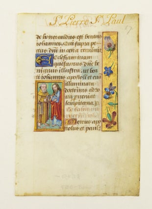 TEXT FROM THE SUFFRAGES. OFFERED INDIVIDUALLY ILLUMINATED VELLUM MANUSCRIPT LEAVES, WITH SMALL.