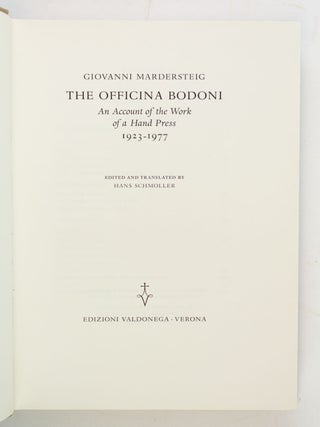 THE OFFICINA BODONI: AN ACCOUNT OF THE WORK OF A HAND PRESS, 1923-1977.