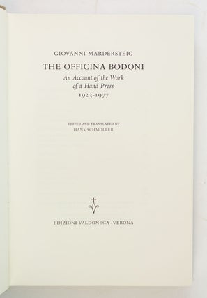 THE OFFICINA BODONI: AN ACCOUNT OF THE WORK OF A HAND PRESS, 1923-1977.