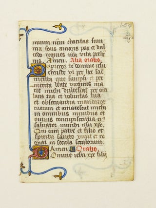 FROM A COLLECTARIUM IN LATIN MADE FOR A FEMALE RELIGIOUS. OFFERED INDIVIDUALLY CHARMING ILLUMINATED VELLUM MANUSCRIPT LEAVES.