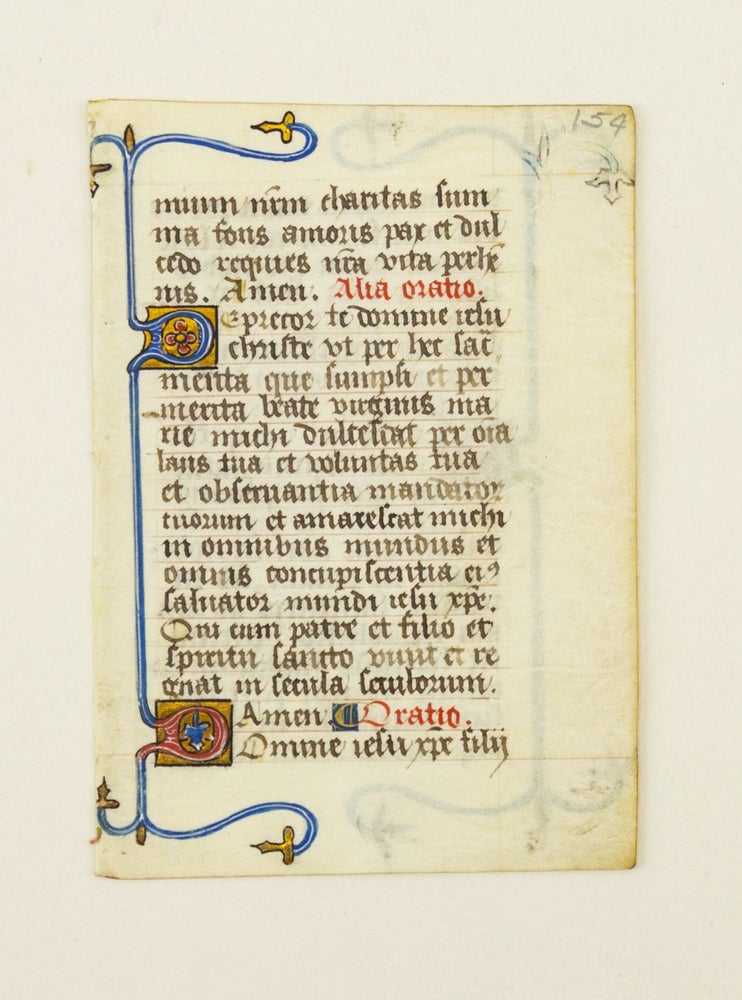 (ST12778-0485-05B) FROM A COLLECTARIUM IN LATIN MADE FOR A FEMALE RELIGIOUS. OFFERED INDIVIDUALLY CHARMING ILLUMINATED VELLUM MANUSCRIPT LEAVES.