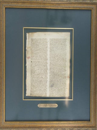 FROM A MEDICAL TREATISE IN LATIN. A MEDIEVAL VELLUM MANUSCRIPT LEAF.