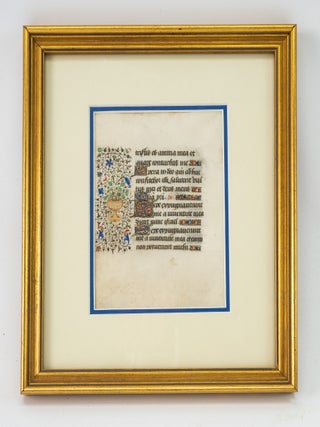 TEXT FROM PSALMS 41 AND 127. A MEDIEVAL ILLUMINATED VELLUM MANUSCRIPT LEAF FROM A.