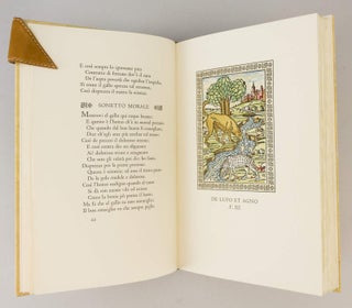 THE FABLES OF AESOP. PRINTED FROM THE VERONESE EDITION OF MCCCCLXXIX IN LATIN VERSES AND ITALIAN VERSION BY ACCIO ZUCCO, WITH THE WOODCUTS NEWLY ENGRAVED AND COLOURED AFTER A COPY IN THE BRITISH MUSEUM. [with] THE FIRST THREE BOOKS OF CAXTON'S AESOP.