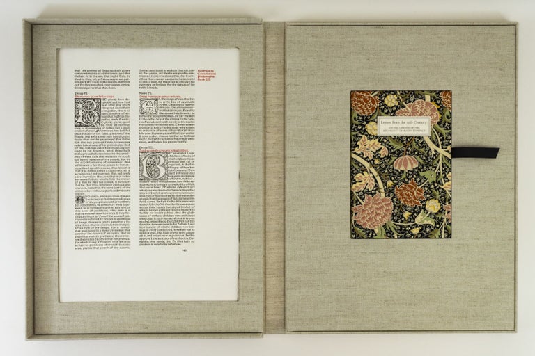 (ST15039bA) LETTERS FROM THE 15TH CENTURY: ON THE ORIGINS OF THE KELMSCOTT CHAUCER TYPEFACE. A STUDY, WITH SPECIMEN LEAVES, OF THE INFLUENCE OF THE EARLY GERMAN PRINTERS ON WILLIAM MORRIS' MASTERPIECE. LEAF BOOK - KELMSCOTT PRESS AND PRINTING HISTORY, PHILLIP J. PIRAGES.