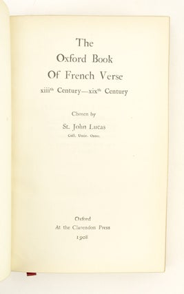 THE OXFORD BOOK OF FRENCH VERSE.