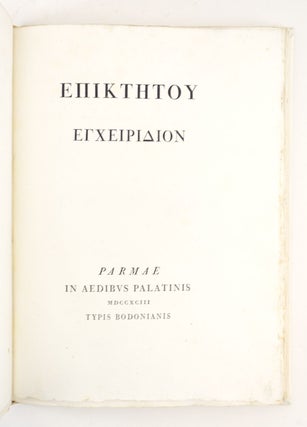 [In Greek]: EPIKETOU ENCHEIRIDION. [In Italian]: MANUALE DI EPITTETO.