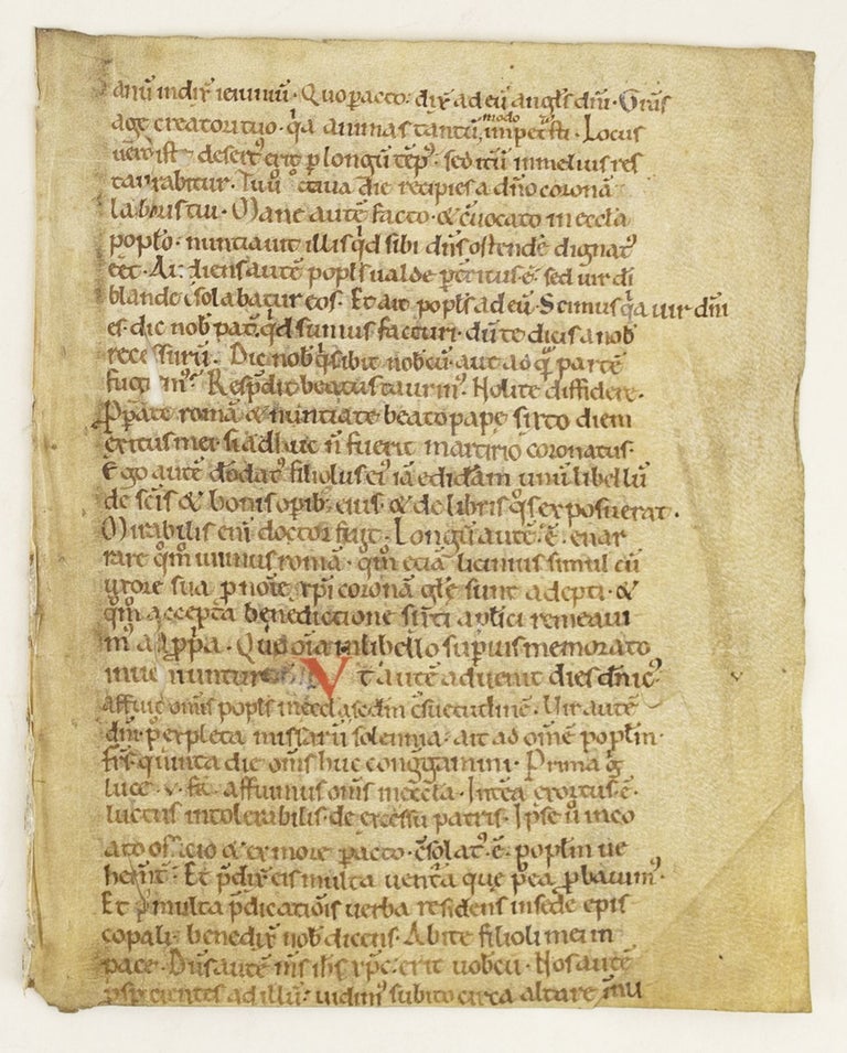 (ST15768) A NEARLY COMPLETE VELLUM MANUSCRIPT LEAF WITH TEXT FROM THE LIFE OF ST. TAURIN