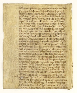 A NEARLY COMPLETE VELLUM MANUSCRIPT LEAF WITH TEXT FROM THE LIFE OF ST. TAURIN.