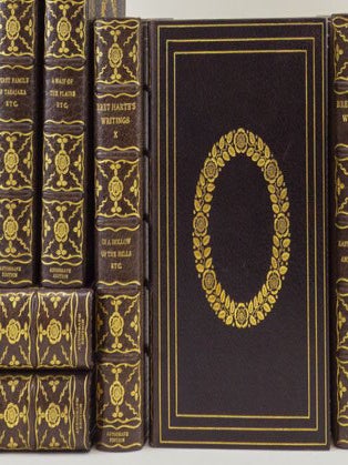 THE WRITINGS OF BRET HARTE [with] MERWIN, HENRY CHILDS. THE LIFE OF BRET HARTE. BINDINGS - RIVERSIDE PRESS BINDERY, BRET HARTE.
