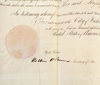 A DOCUMENT ON PAPER APPOINTING JAY HAZIEL SHERMAN CONSUL OF THE UNITED STATES TO PRINCE EDWARD ISLAND, CANADA, SIGNED BY LINCOLN AS PRESIDENT, WITH WAX SEAL OF THE UNITED STATES AND CO-SIGNATURE OF SECRETARY OF STATE WILLIAM SEWARD.