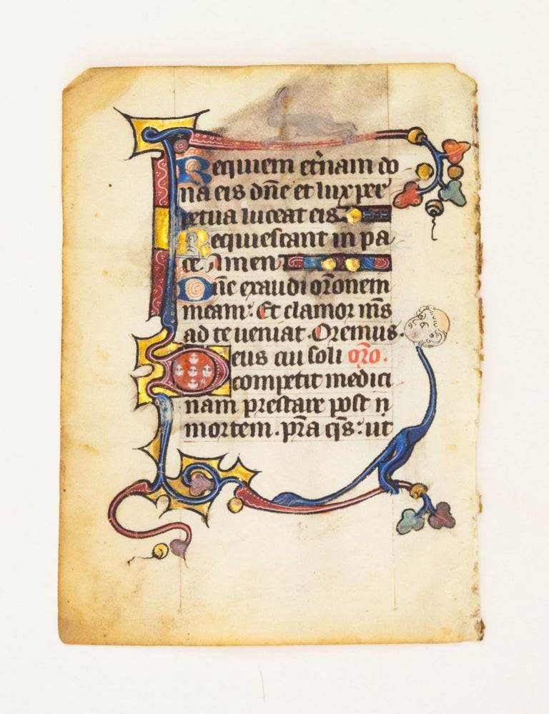 FROM A NOTED MISSAL IN LATIN  A LARGE ILLUMINATED VELLUM MANUSCRIPT LEAF  WITH GLITTERING