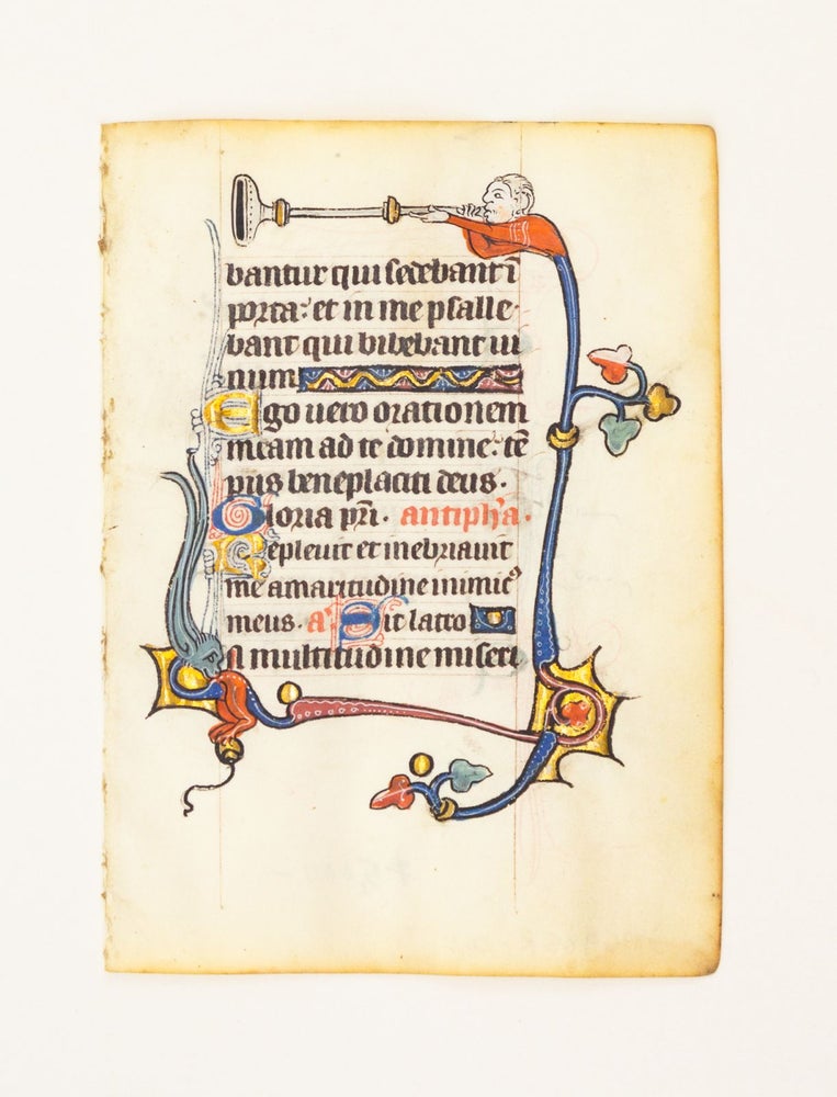 (ST16985R) FROM A SMALL PSALTER-HOURS IN LATIN, WITH IMMENSELY CHARMING MARGINALIA....
