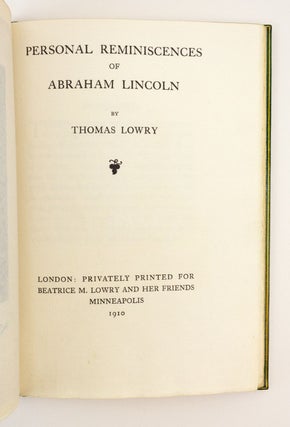 PERSONAL REMINISCENCES OF ABRAHAM LINCOLN.