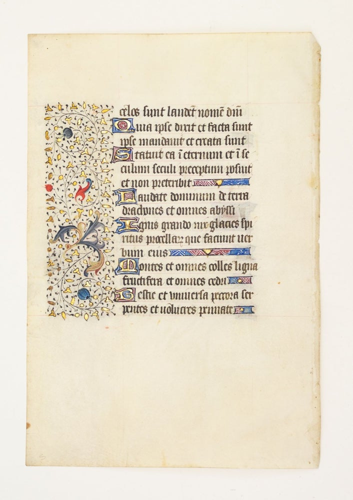(ST17060E) FROM A LARGE BOOK OF HOURS IN LATIN. OFFERED INDIVIDUALLY ILLUMINATED VELLUM...