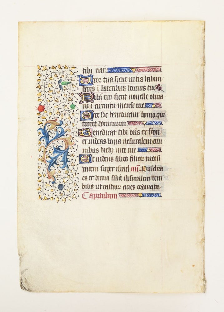 (ST17060G) FROM A LARGE BOOK OF HOURS, WITH TEXT IN LATIN. OFFERED INDIVIDUALLY ILLUMINATED VELLUM MANUSCRIPT LEAVES.