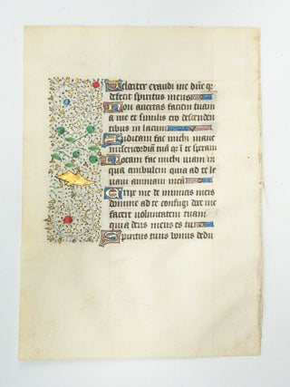 FROM A LARGE BOOK OF HOURS, WITH TEXT IN LATIN. OFFERED INDIVIDUALLY ILLUMINATED VELLUM MANUSCRIPT LEAVES.