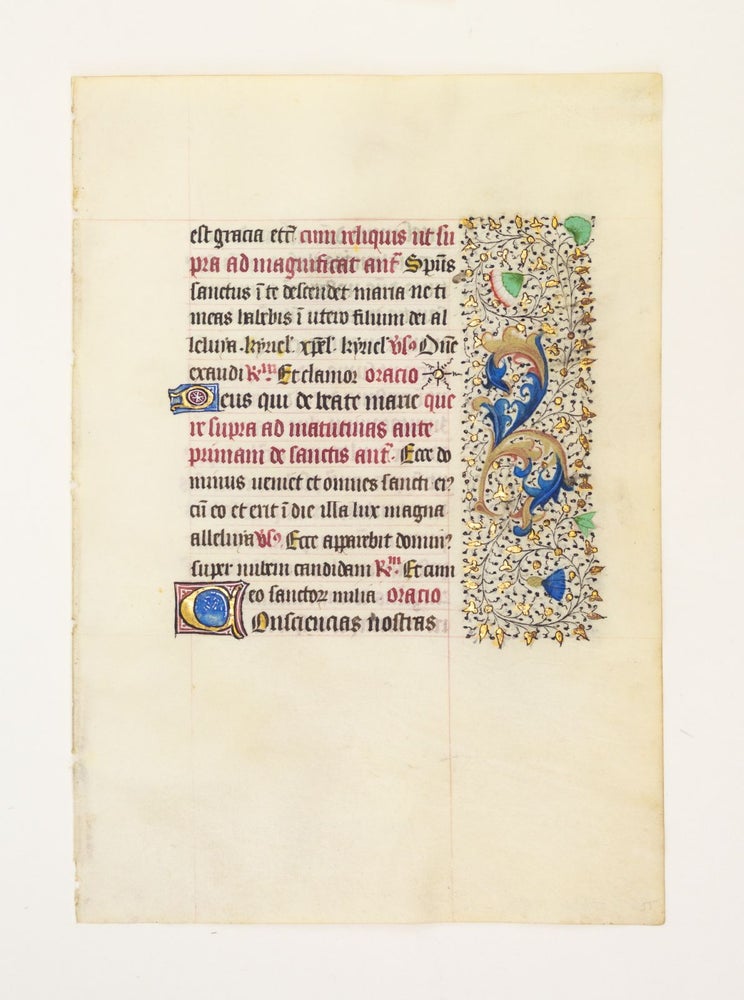 (ST17060H) FROM A LARGE BOOK OF HOURS, WITH TEXT IN LATIN. OFFERED INDIVIDUALLY ILLUMINATED VELLUM MANUSCRIPT LEAVES.