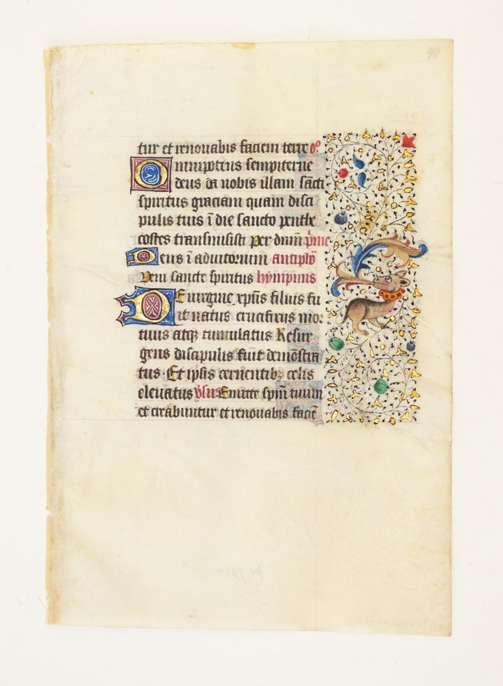 (ST17060N) FROM A LARGE BOOK OF HOURS, WITH TEXT IN LATIN. AN ILLUMINATED VELLUM...