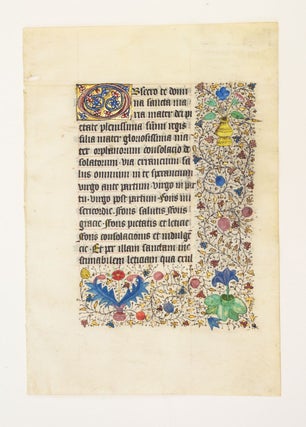 FROM A LARGE BOOK OF HOURS, WITH TEXT IN LATIN AND/OR FRENCH. OFFERED INDIVIDUALLY ILLUMINATED VELLUM MANUSCRIPT LEAVES.