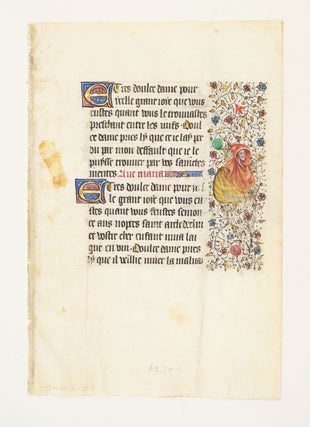 FROM A LARGE BOOK OF HOURS, WITH TEXT IN FRENCH.