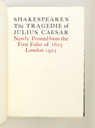 THE PLAYERS' SHAKESPEARE . . . NEWLY PRINTED FROM THE FIRST FOLIO OF 1623.