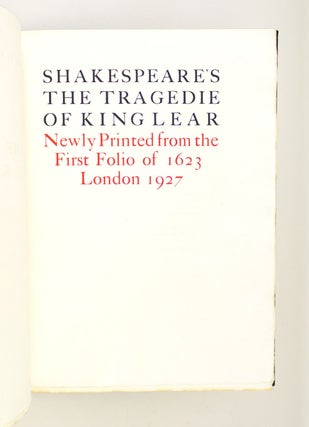 THE PLAYERS' SHAKESPEARE . . . NEWLY PRINTED FROM THE FIRST FOLIO OF 1623.