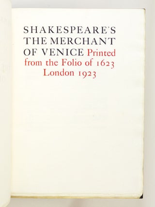 THE PLAYERS' SHAKESPEARE . . . NEWLY PRINTED FROM THE FIRST FOLIO OF 1623.