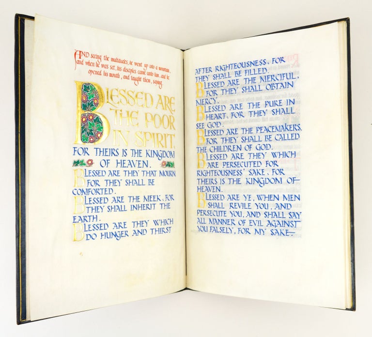 (ST17129-020) TEXT FROM THE SERMON ON THE MOUNT (MATTHEW 5-7). ILLUMINATED MANUSCRIPT ON...