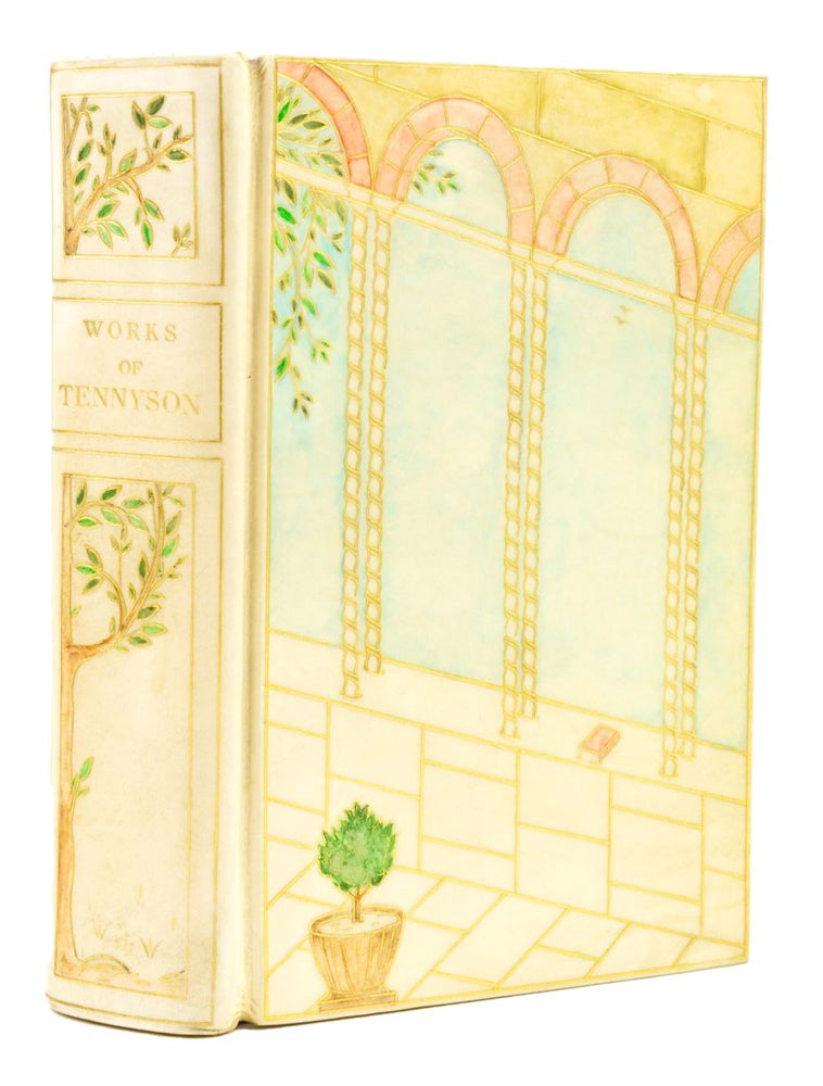 (ST17202) THE WORKS OF ALFRED, LORD TENNYSON, POET LAUREATE. BINDINGS - RIVIERE, SON - HAND-PAINTED VELLUM.