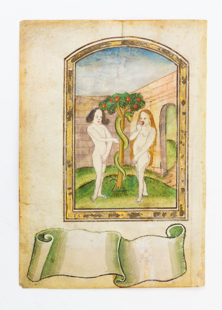 (ST17244a) FROM A PRAYER BOOK, POSSIBLY A ROSARIUM, IN GERMAN. AN ILLUMINATED VELLUM...