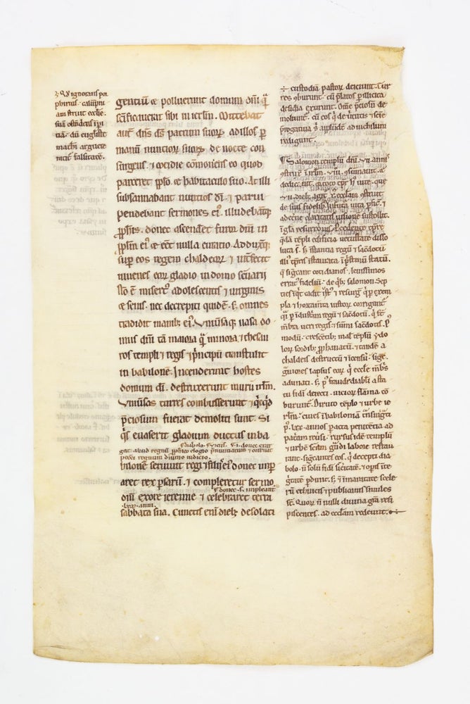 (ST17586) TEXT BEGINNING WITH 2 CHRONICLES 36:14. A VELLUM MANUSCRIPT LEAF FROM AN EARLY...