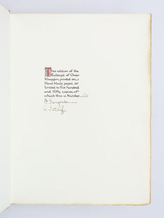 RUBAIYAT OF OMAR KHAYYAM. REPRODUCED FROM A MANUSCRIPT WRITTEN AND ILLUMINATED BY F. SANGORSKI & G. SUTCLIFFE.