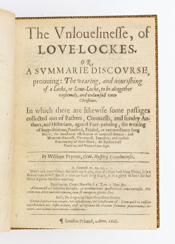 (ST17855) THE UNLOVELINESSE, OF LOVE-LOCKES. OR, A SUMMARIE DISCOURSE, PROOVING: THE...