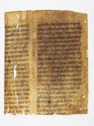 TEXT FROM HOMILY XXVI ON JOHN 20:19-31. FROM GREGORY FRAGMENT OF A. VELLUM MANUSCRIPT BIFOLIUM.